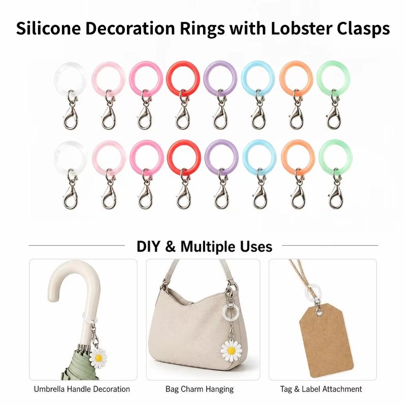 Lobster Clasp Silver - 5/10 Pezzi Anelli in Silicone per