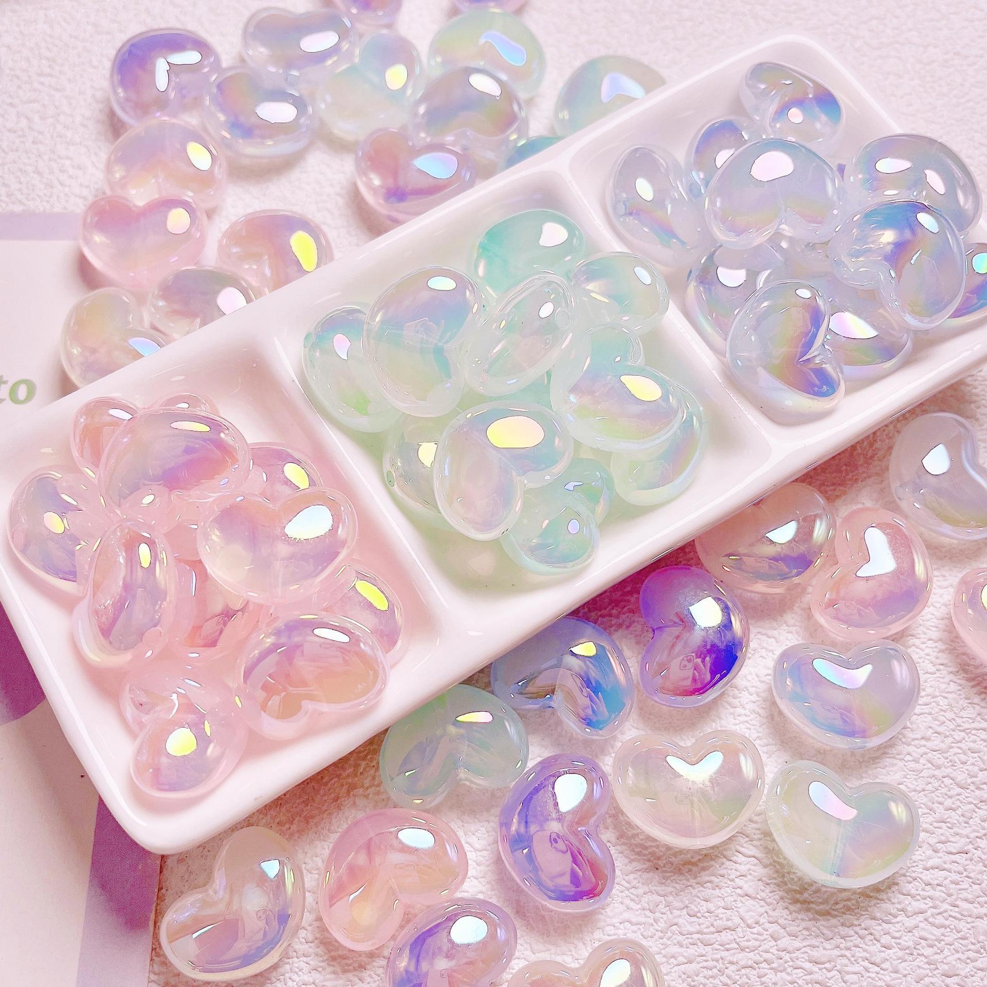 Jewelry Making Ideas With Beads - 10 pezzi cuore trasparente glitter AB