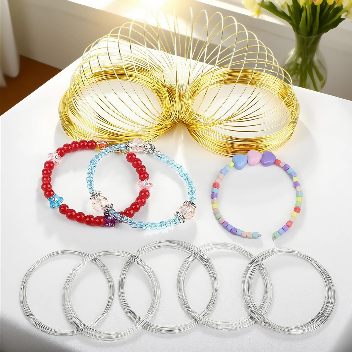 Memory Wire Bracelet - Filo Memory Wire in Acciaio Inox